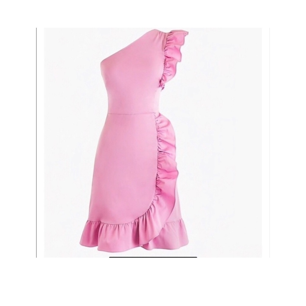 J.crew One Shoulder Ruffle Dress Size 2 - Picture 2 of 3